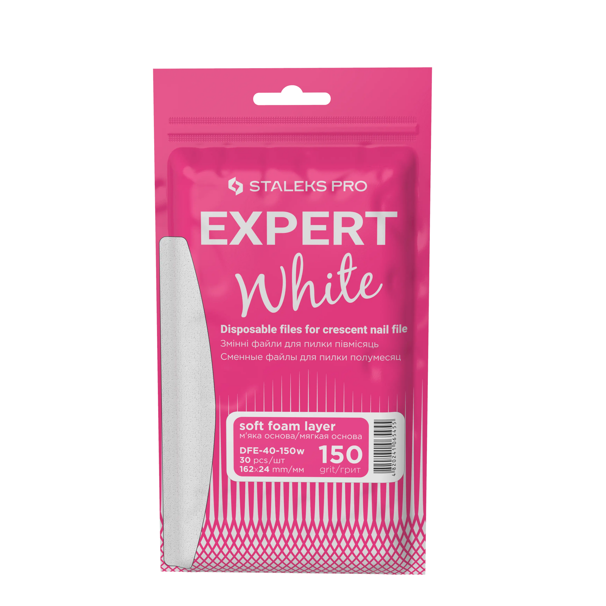 Sachet Staleks Pro Expert White DFE-40-150W, limes recharges demi-lune grain 150.