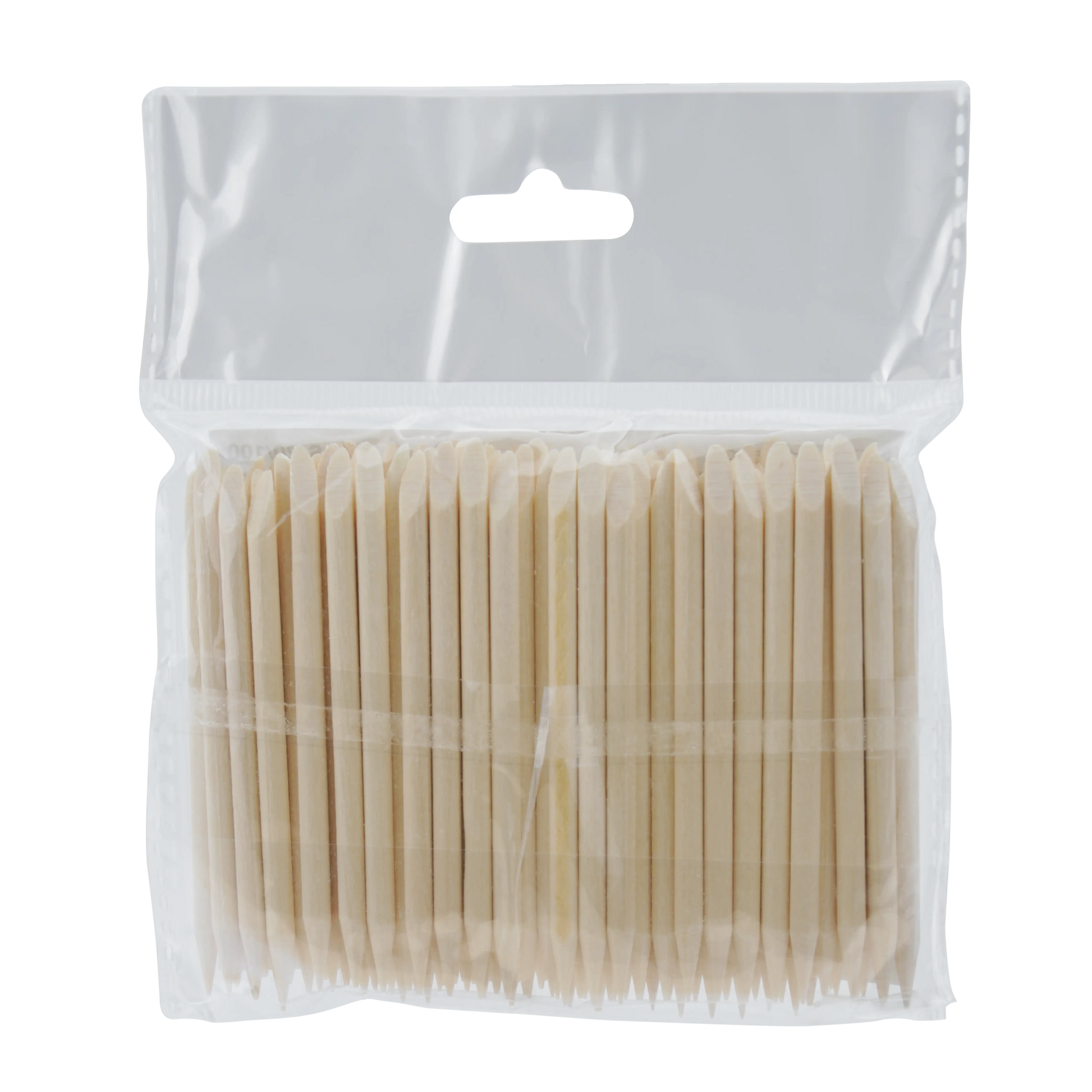 Sachet de 100 bâtonnets repousse-cuticules en bois d’oranger 75 mm Staleks, vue avant.