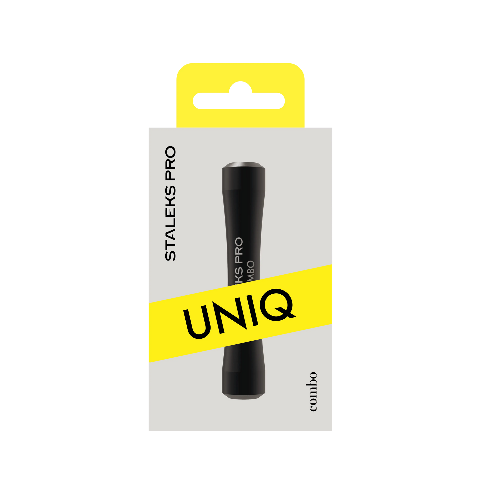 Packaging UNIQ : manche COMBO noir, vue de face.