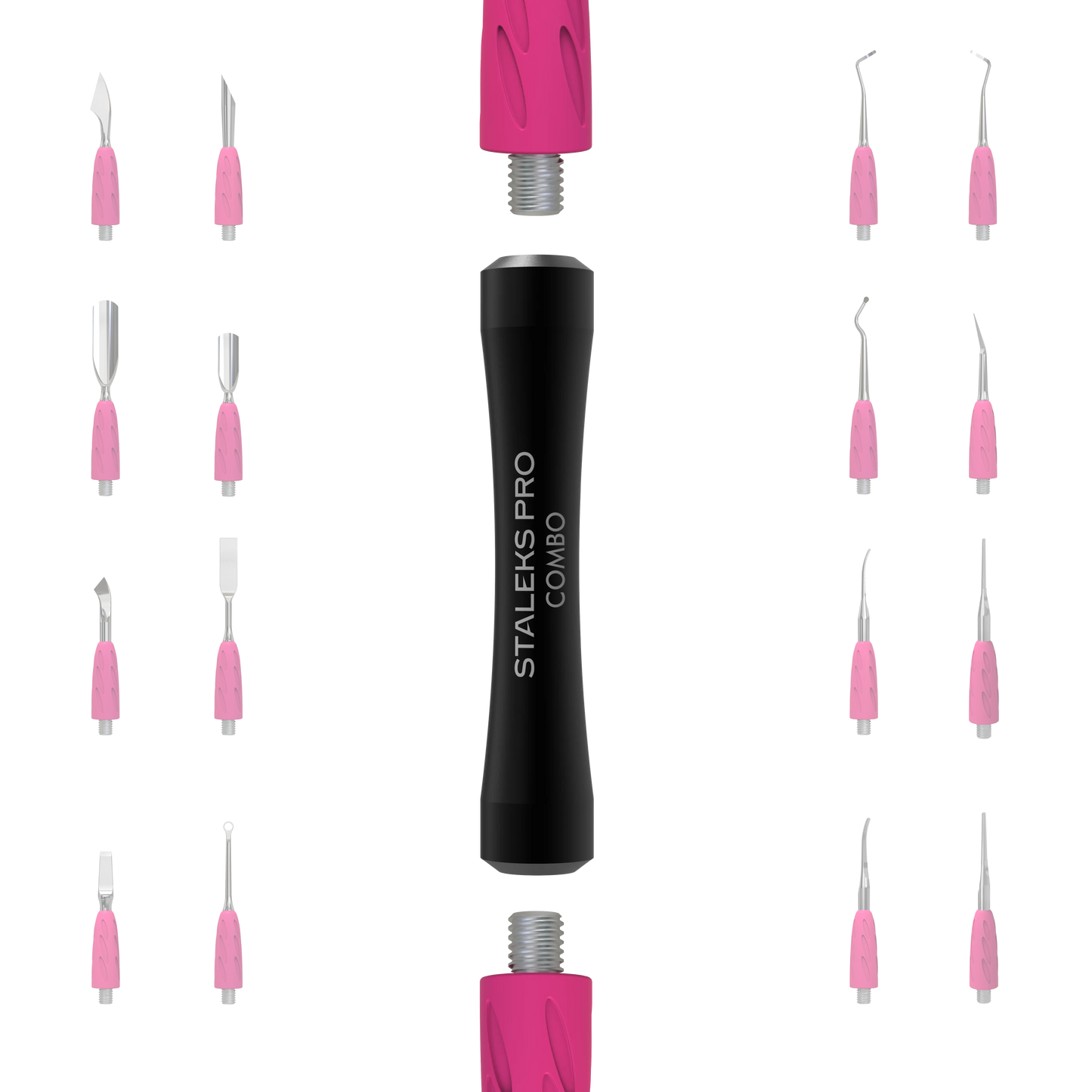 Schéma : manche COMBO HPQ-10B avec embouts UNIQ interchangeables (pushers, crochets, couteaux).