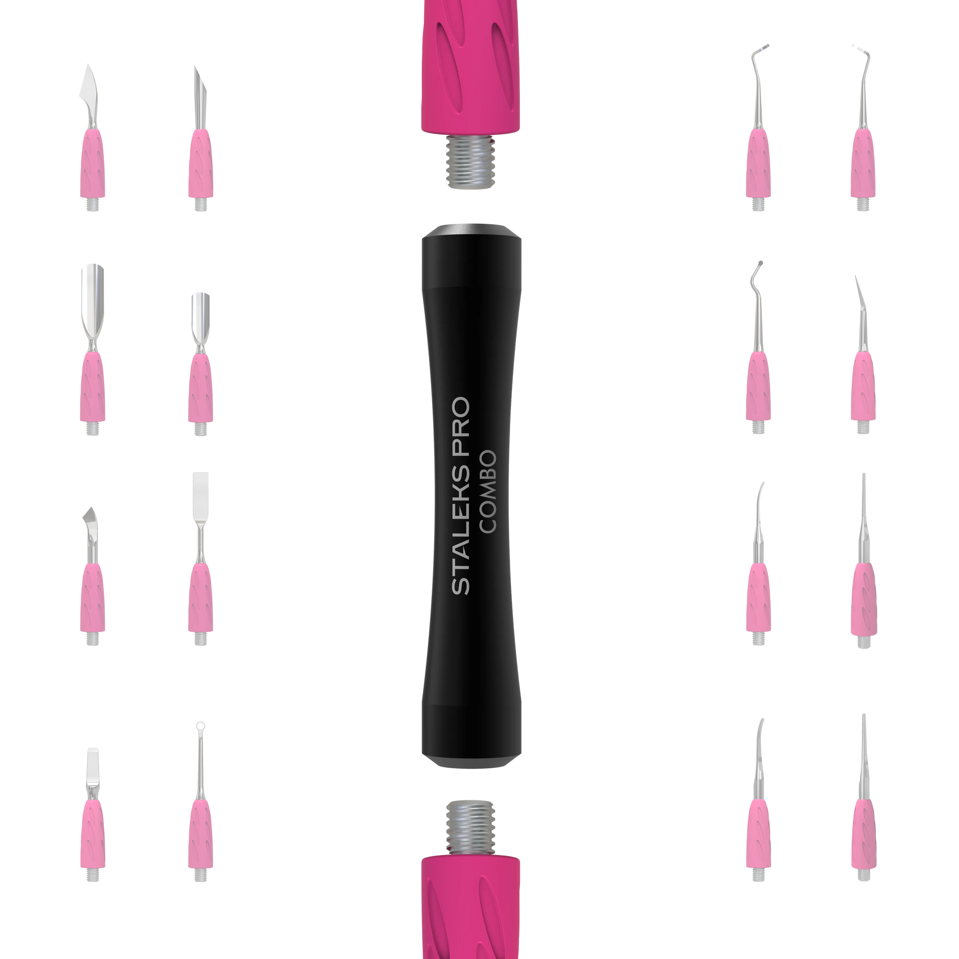 Schéma : manche COMBO HPQ-10B avec embouts UNIQ interchangeables (pushers, crochets, couteaux).