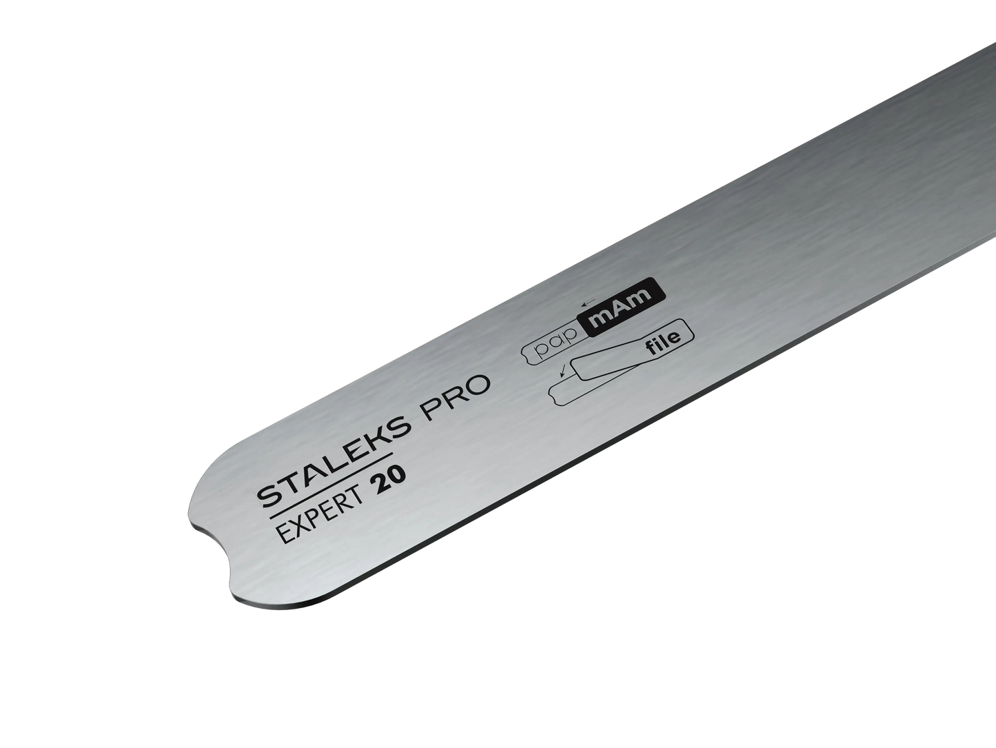Gros plan du marquage Staleks Expert 20 sur la base métallique.