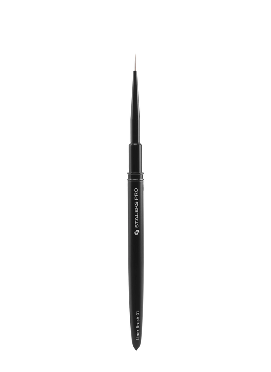 Pinceau liner NBE-01 ouvert avec pointe 1 mm, vue de face.