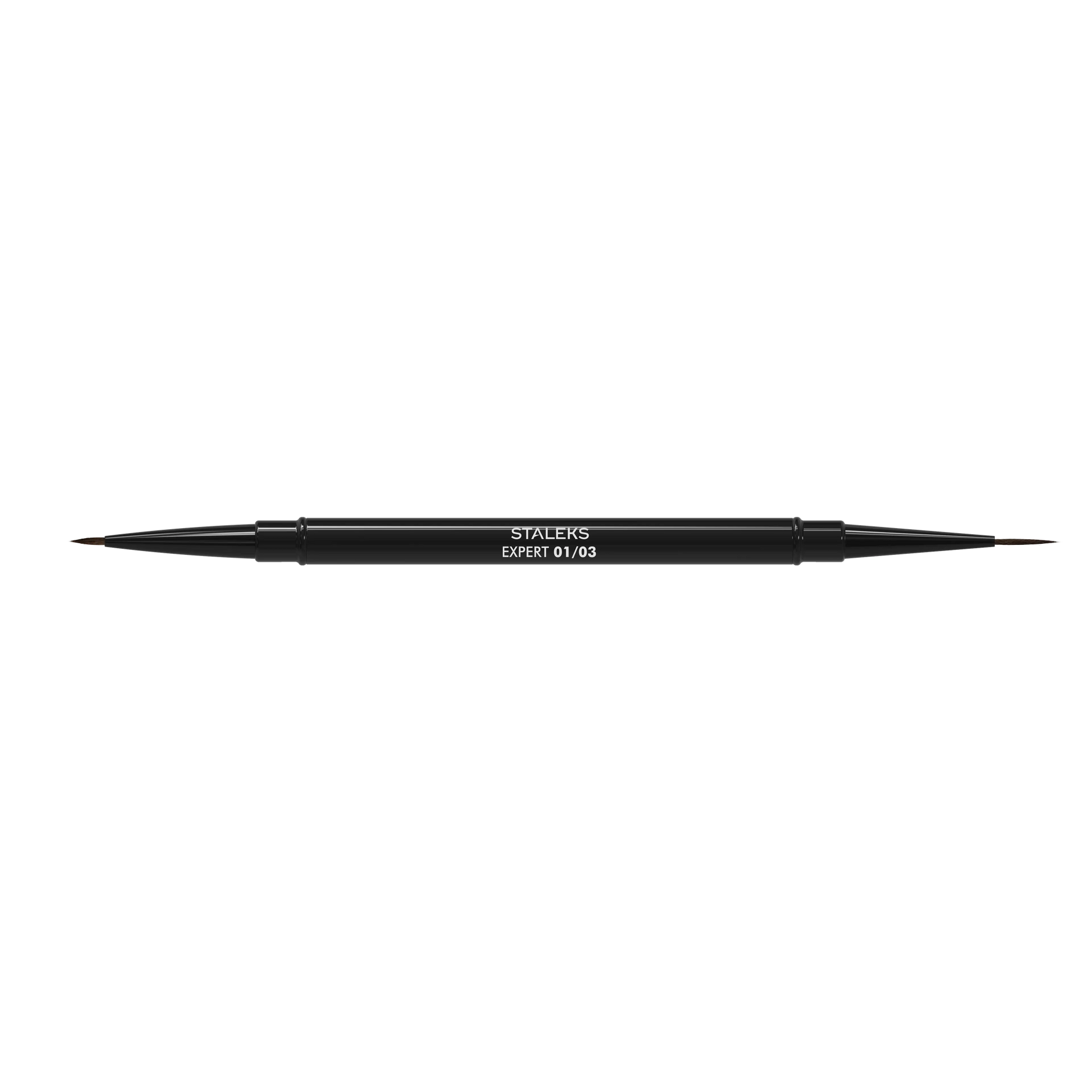 Pinceau double liner Staleks Expert 01/03 noir avec deux pointes 7 mm et 10 mm pour nail art et french manucure