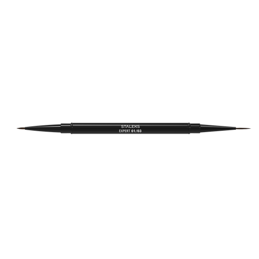 Pinceau double liner Staleks Expert 01/03 noir avec deux pointes 7 mm et 10 mm pour nail art et french manucure
