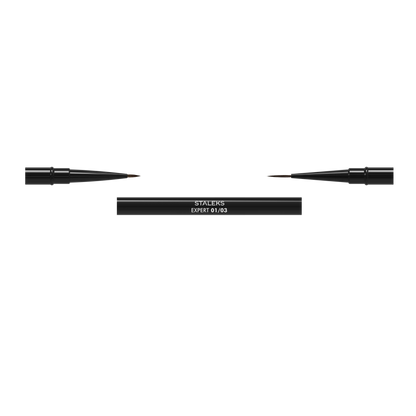 Pinceau Staleks Expert 01/03 double face démonté avec liners 7 mm et 10 mm et manche en aluminium noir
