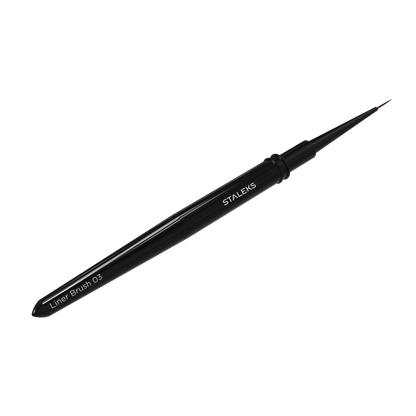 Pinceau liner STALEKS EXPERT 03 en perspective avec manche noir en aluminium