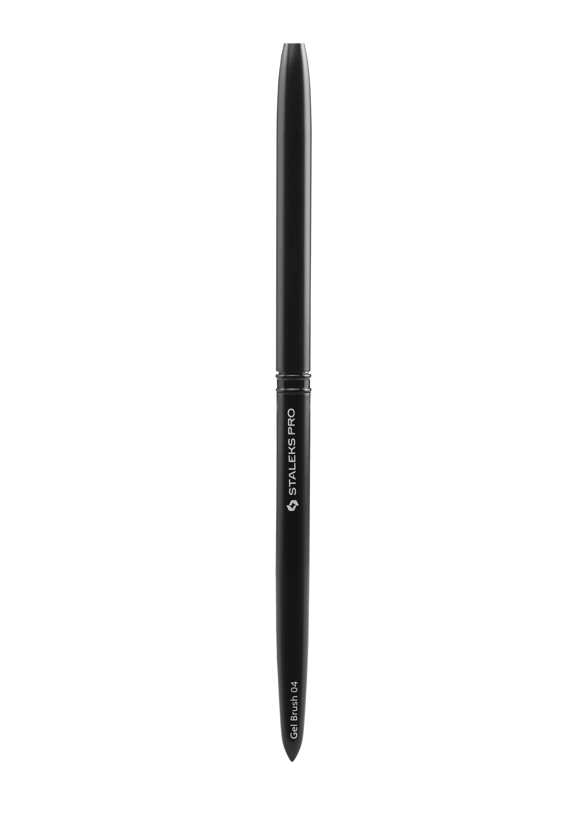 Pinceau gel Staleks Pro EXPERT NBE-04 fermé, manche aluminium noir.