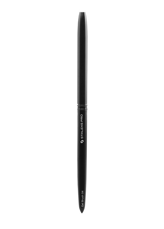 Pinceau gel Staleks Pro EXPERT NBE-04 fermé, manche aluminium noir.