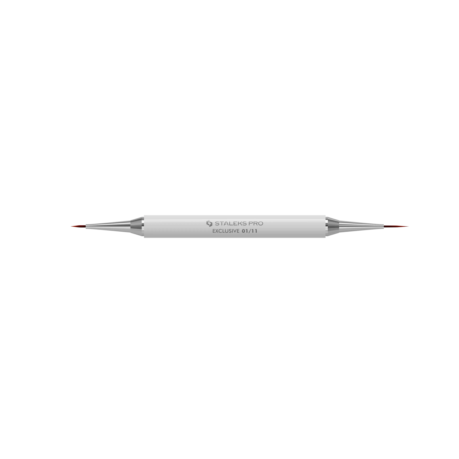 Pinceau liner double face Staleks Pro Exclusive 01/11 ouvert avec deux pointes fines pour nail art