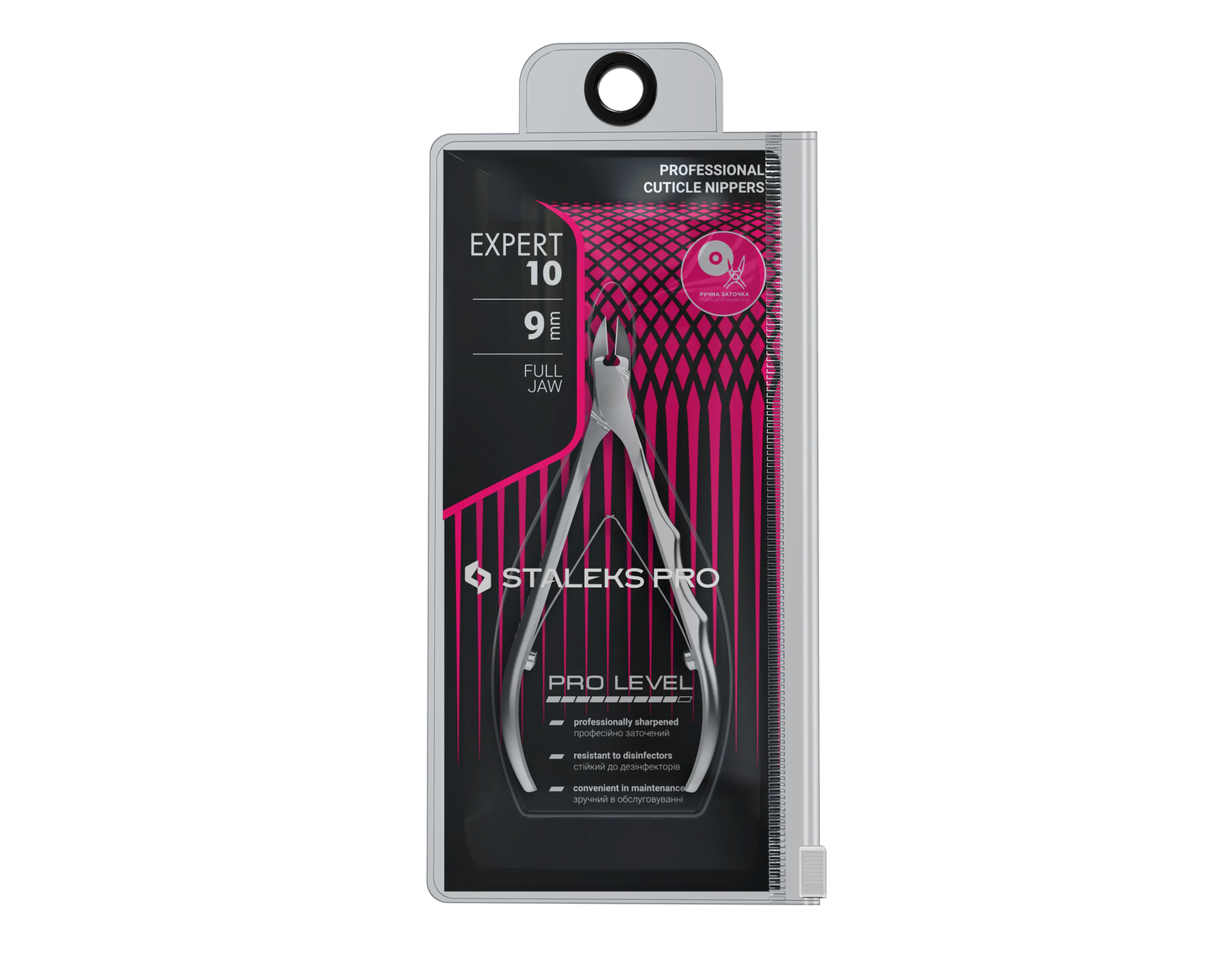 Emballage Staleks Pro Expert 10, pince à cuticules NE-10-9 en boîte.