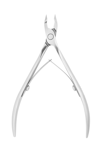 Pince à envies STALEKS Expert NE-90-5 vue de face, ouverte, avec ressort double plaque visible.