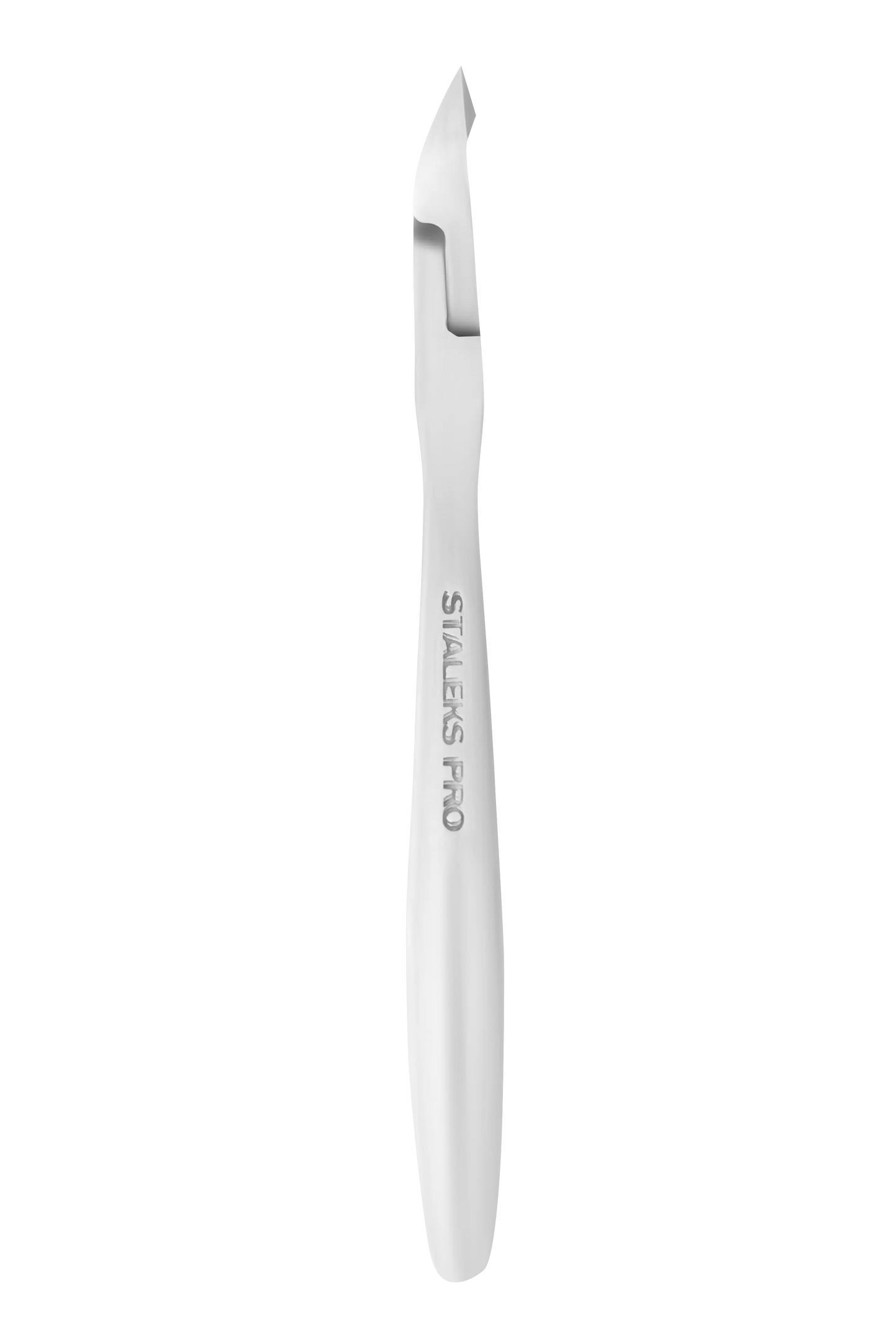 Profil latéral de la pince à envies STALEKS Expert NE-90-5, gravée du logo STALEKS PRO.