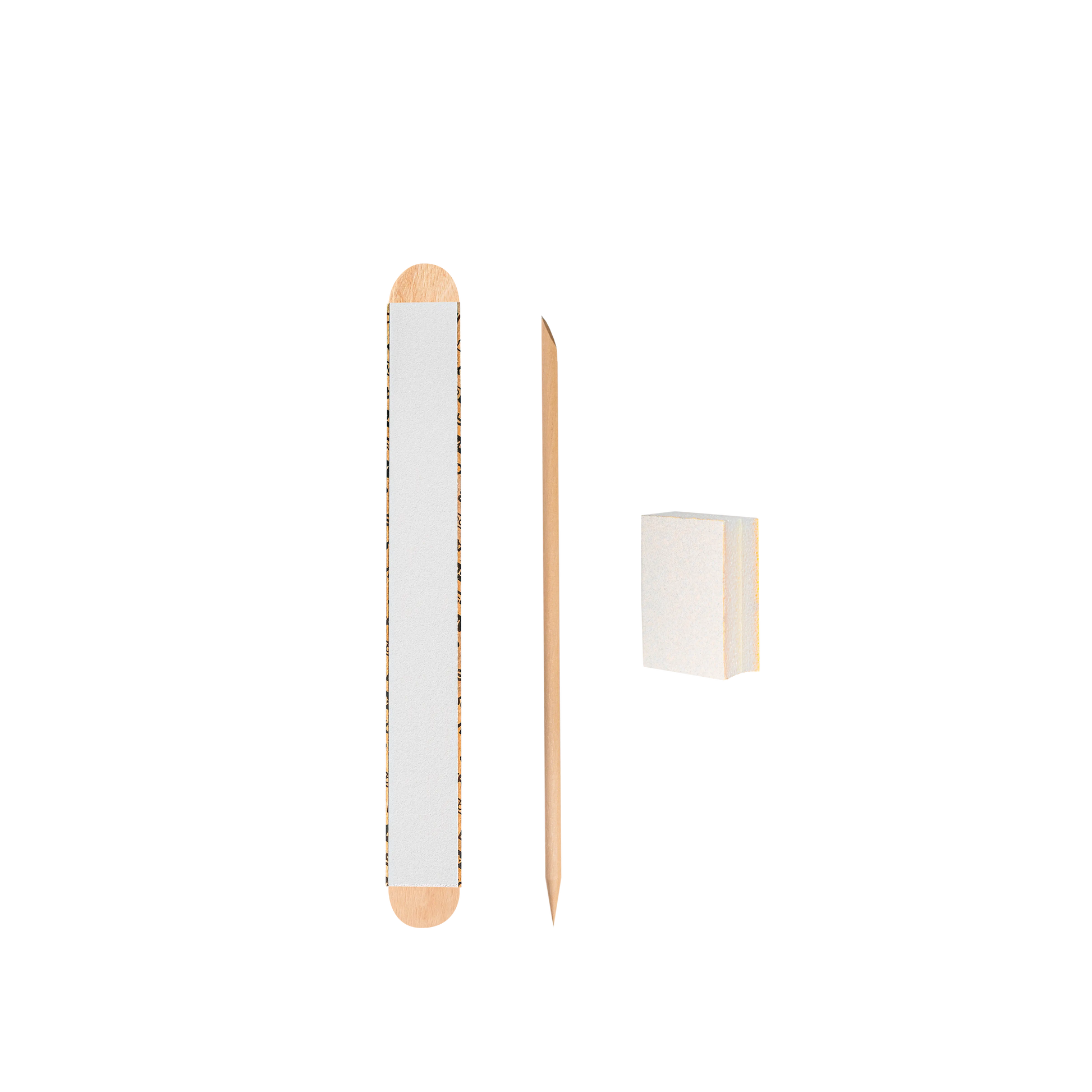 Contenu du kit jetable STALEKS EXPERT 30 avec lime papMam, bâtonnet en bois et mini-buffer