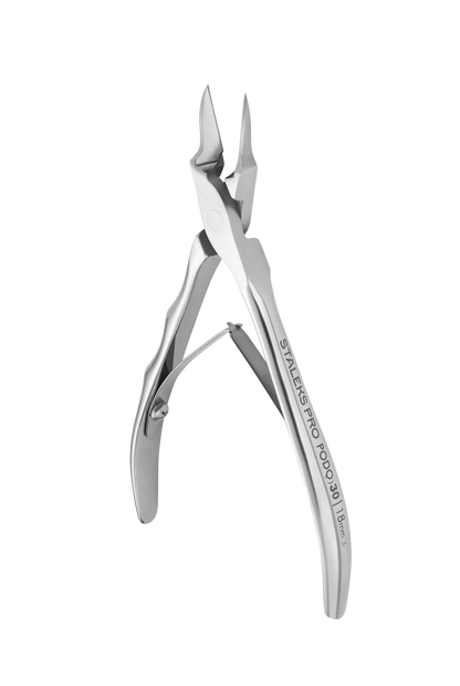Pince pour ongle incarné Staleks PODO 30 18 mm en acier inoxydable, vue de face