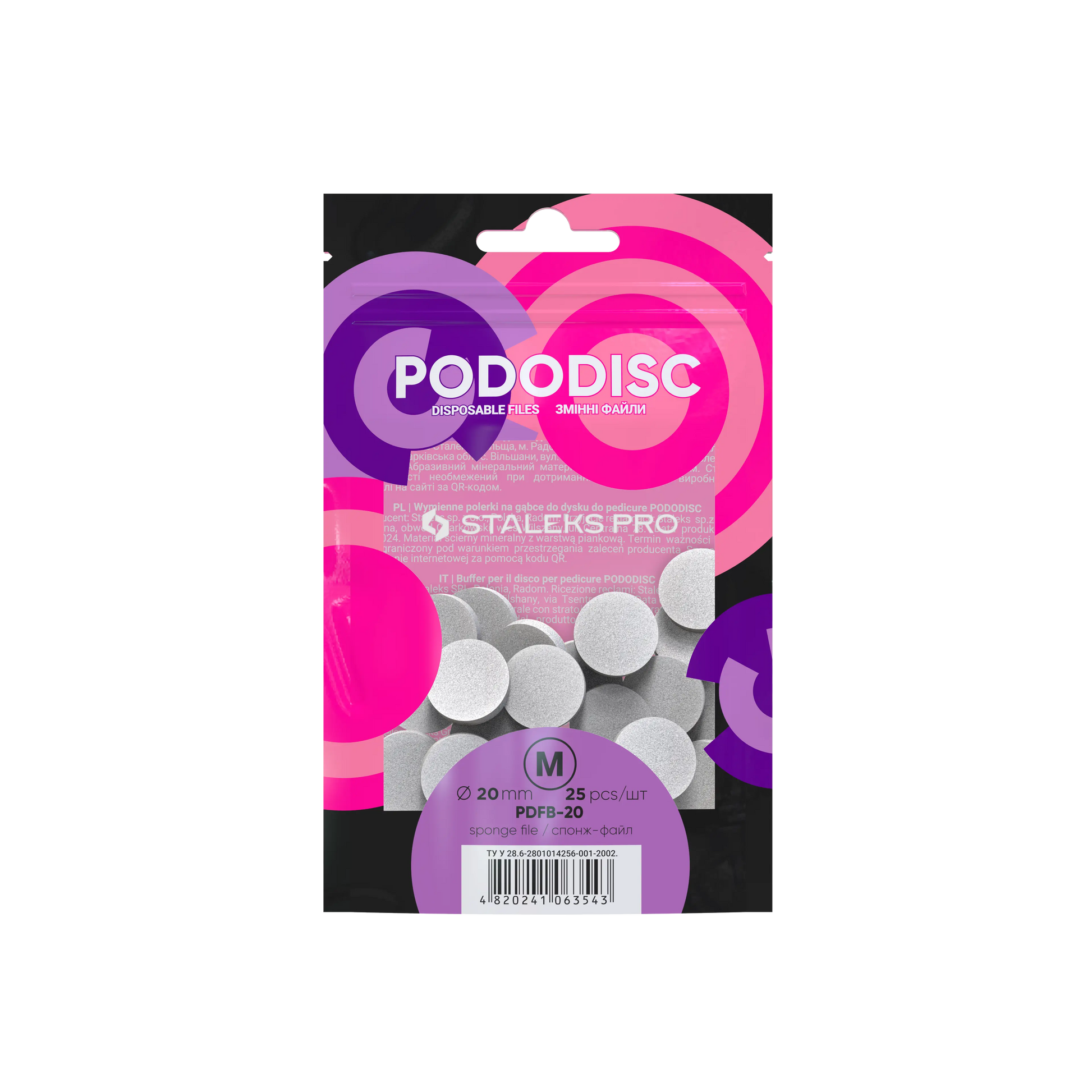 Sachet de 25 recharges éponge PODODISC M 20 mm — Staleks Pro (Expert)