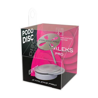 Boîte du set Staleks Pro PODODISC Expert contenant un disque M 20 mm et recharges.