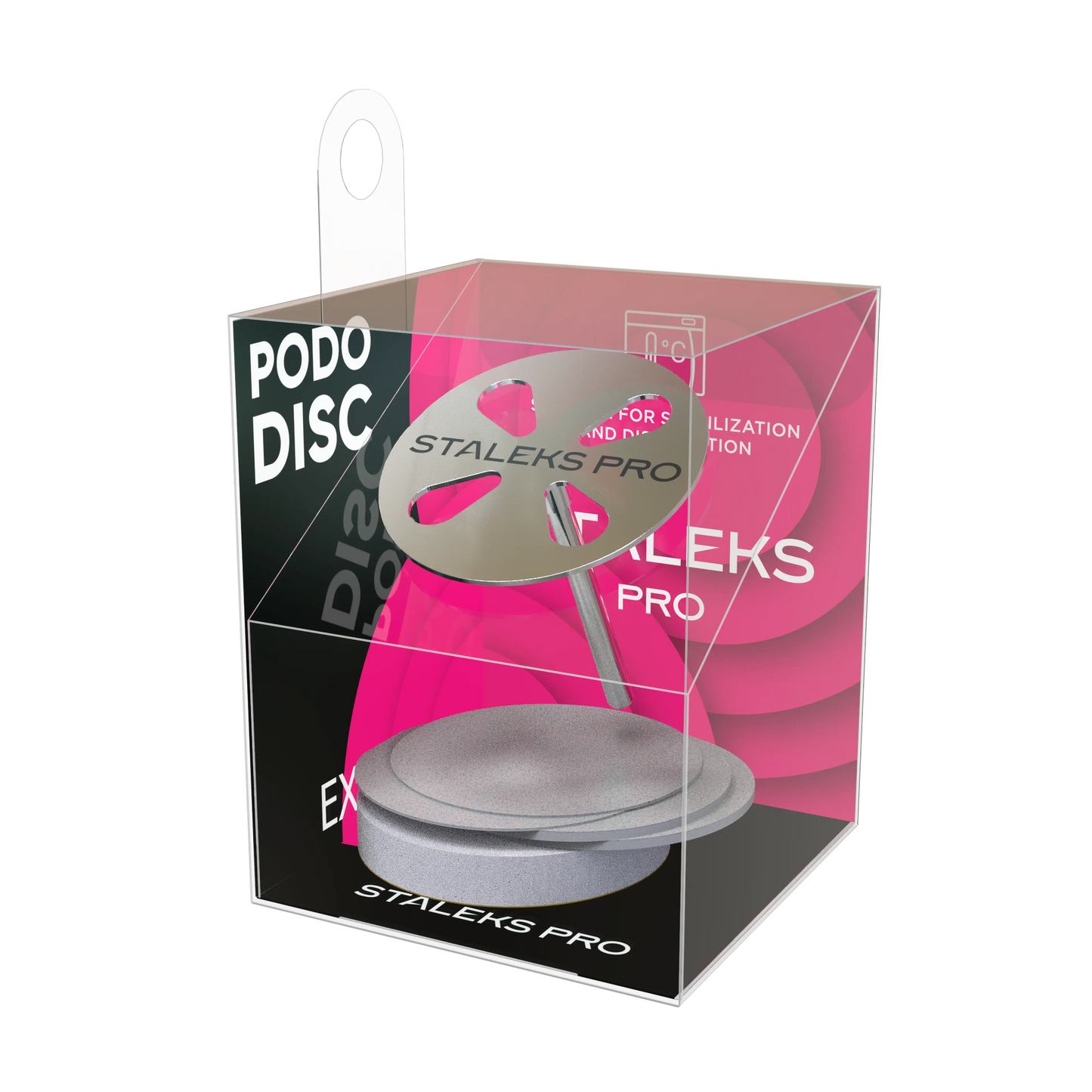 Boîte du set Staleks Pro PODODISC Expert contenant un disque L 25 mm et recharges.