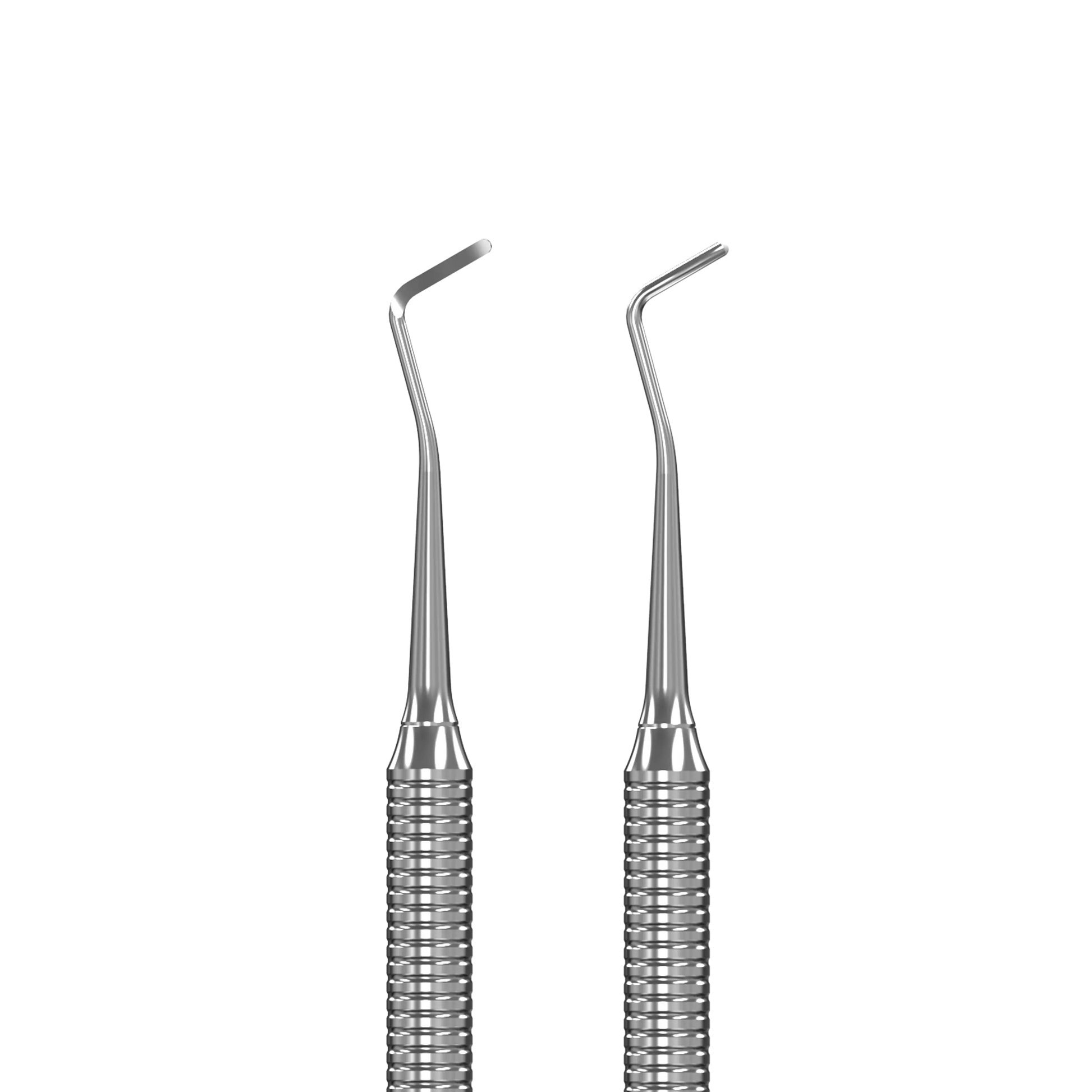Gros plan des deux embouts incurvés/anglés de la curette Expert 20/2 pour nettoyer sous l’ongle et les replis.