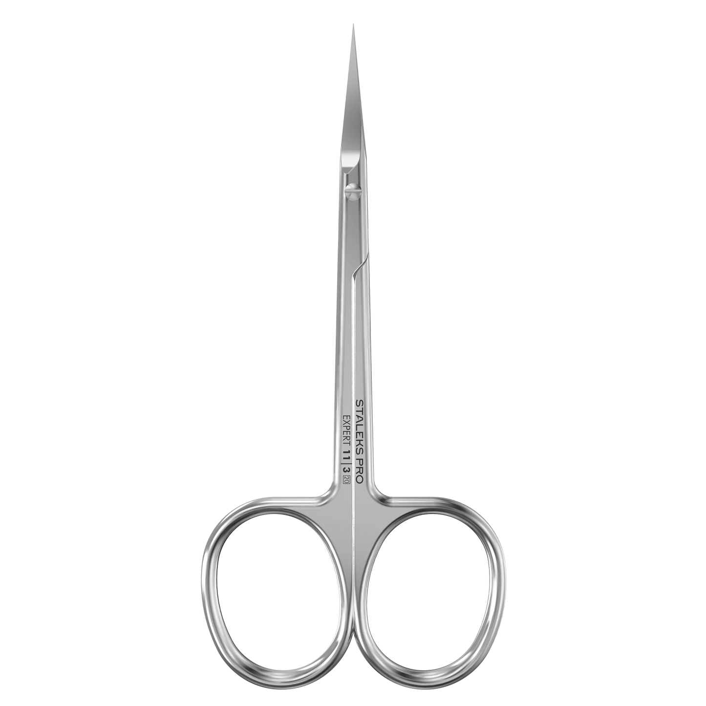 Ciseaux cuticules gaucher STALEKS Expert 11 SE-11/3, vue de face, lames courbées 25 mm.