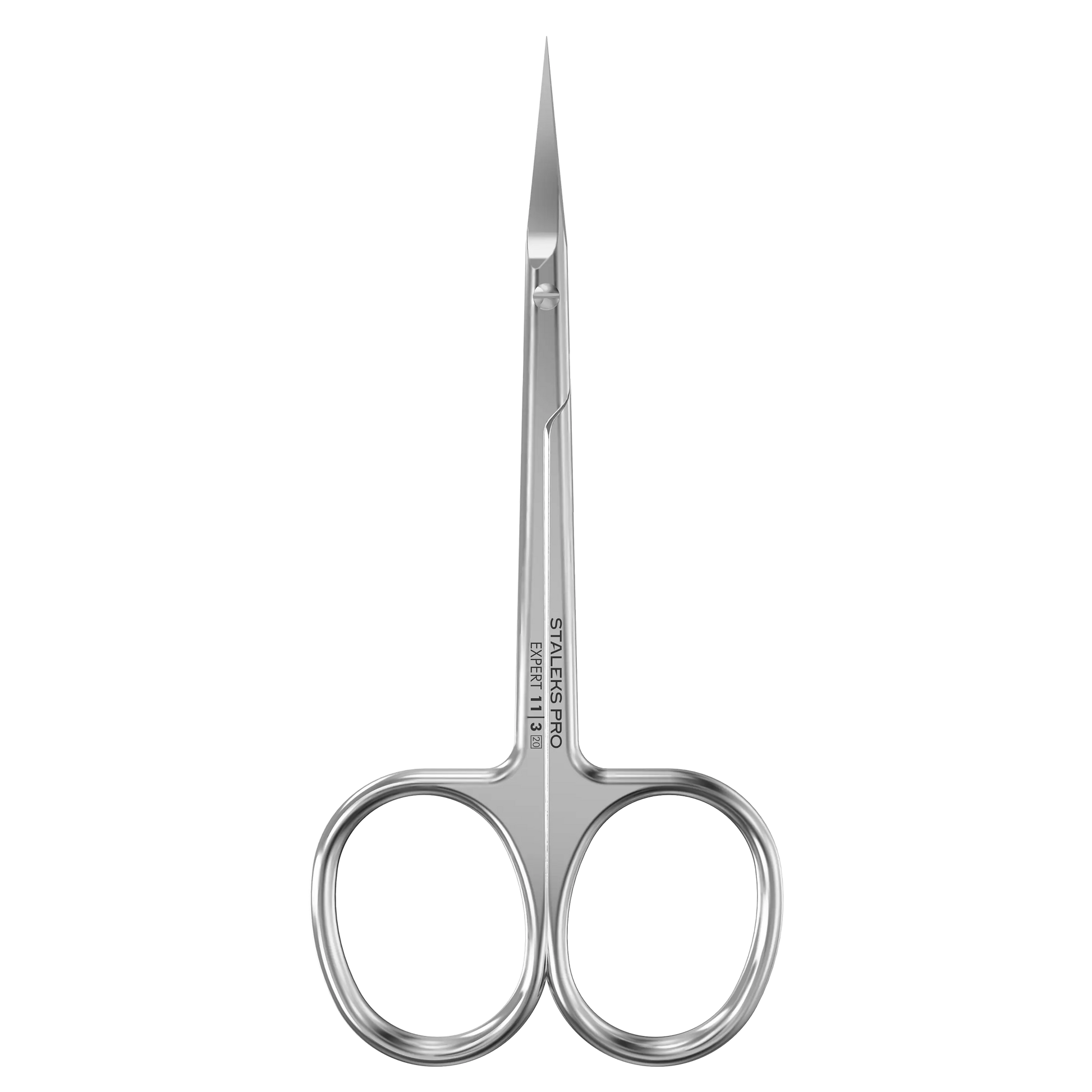 Ciseaux cuticules gaucher STALEKS Expert 11 SE-11/3, vue de face, lames courbées 25 mm.