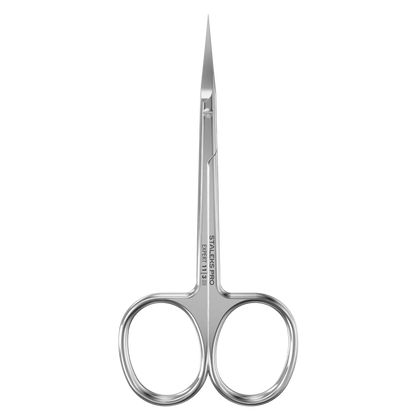 Ciseaux cuticules gaucher STALEKS Expert 11 SE-11/3, vue de face, lames courbées 25 mm.