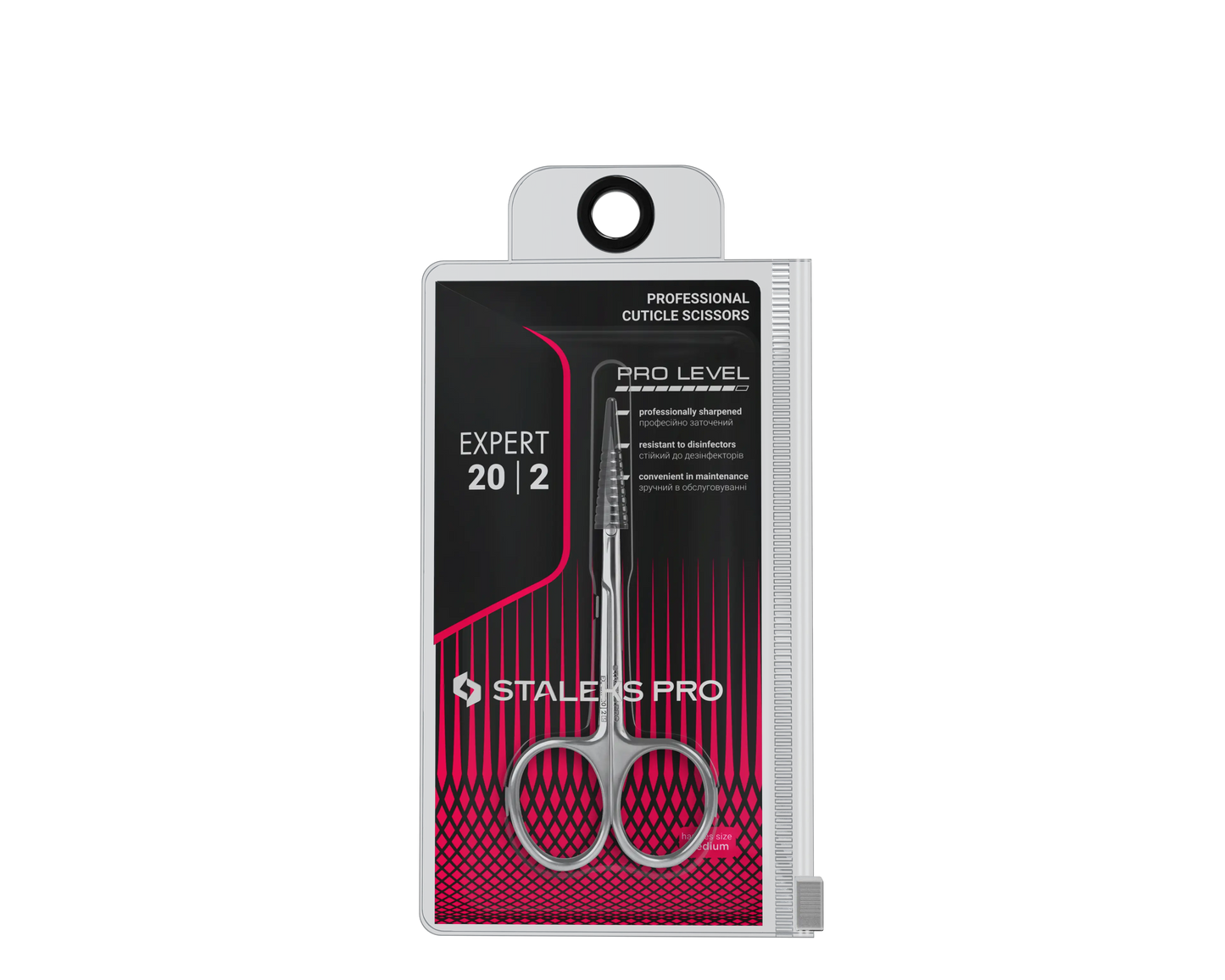 Emballage STALEKS PRO Expert 20/2, ciseaux à cuticules en étui pro.