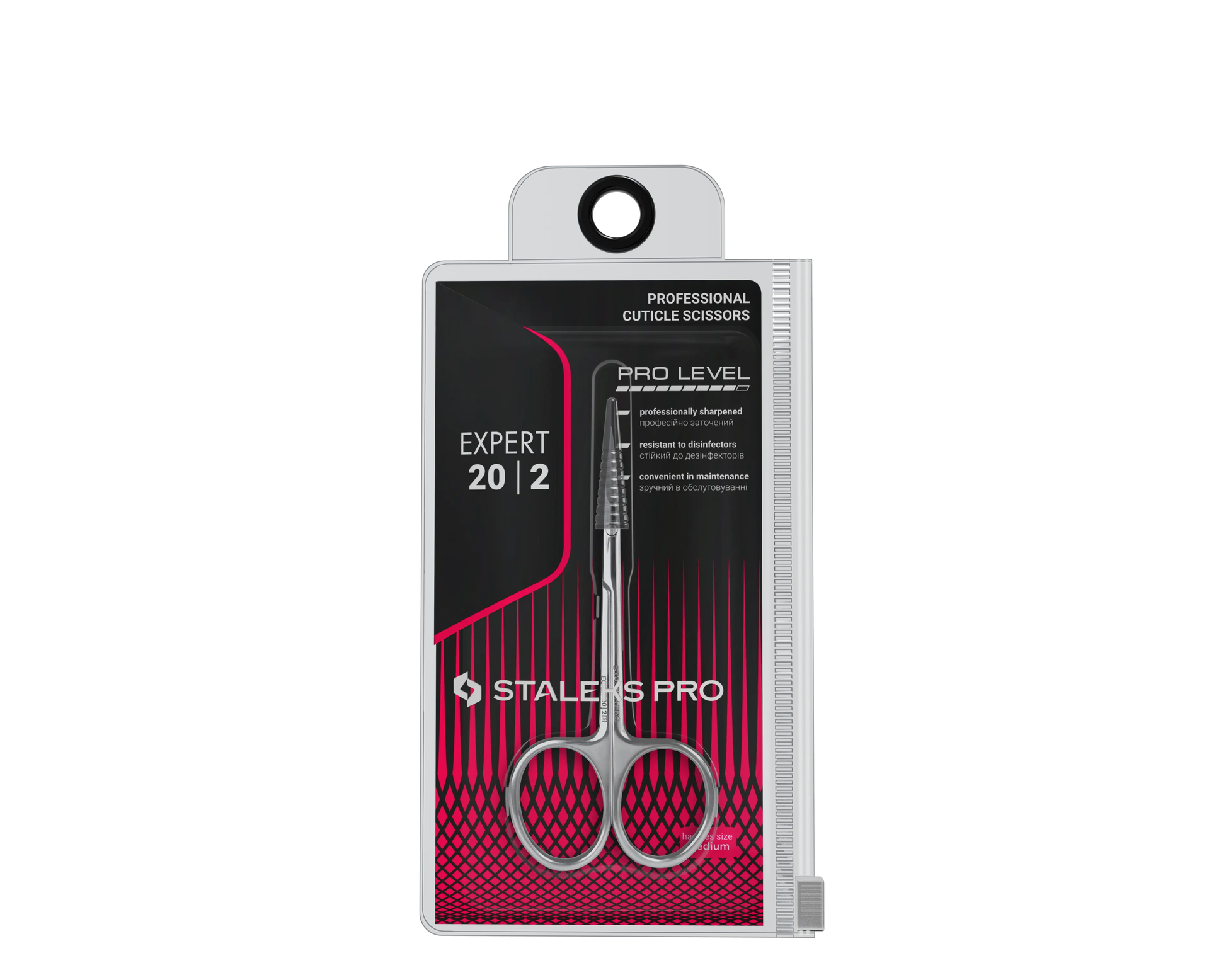 Emballage STALEKS PRO Expert 20/2, ciseaux à cuticules en étui pro.