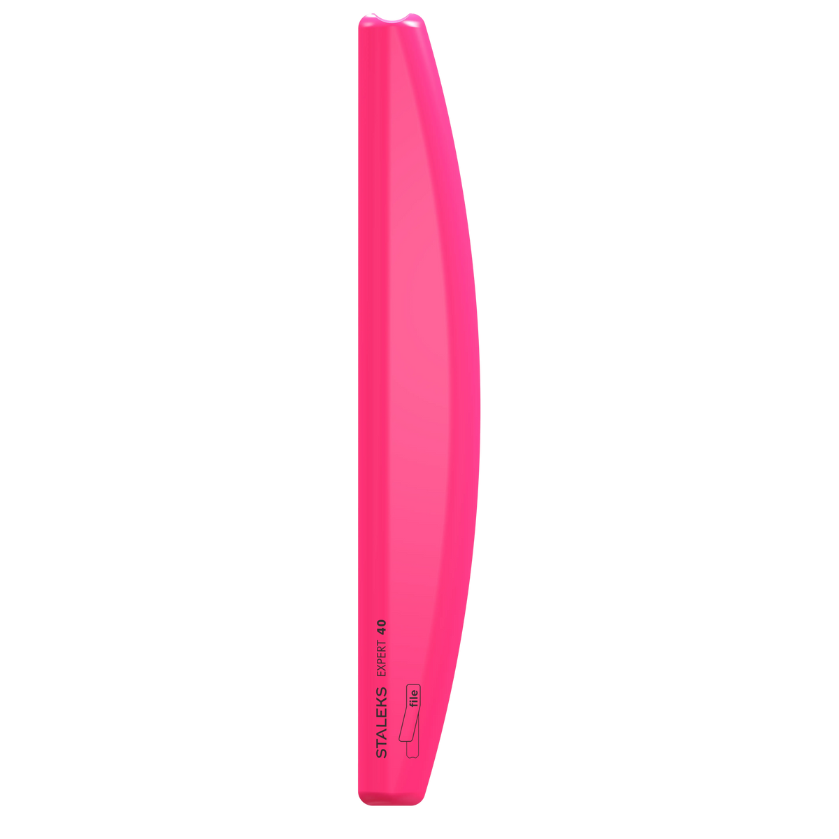 Base pour lime demi-lune STALEKS EXPERT 40 SPBE-40 en plastique rose, vue de face avec bord biseauté.