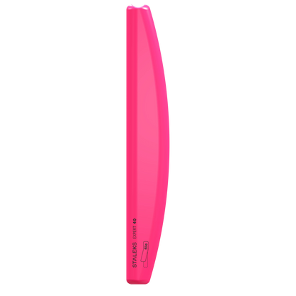 Base pour lime demi-lune STALEKS EXPERT 40 SPBE-40 en plastique rose, vue de face avec bord biseauté.