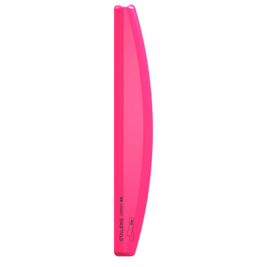 Base pour lime demi-lune STALEKS EXPERT 40 SPBE-40 en plastique rose, vue de face avec bord biseauté.