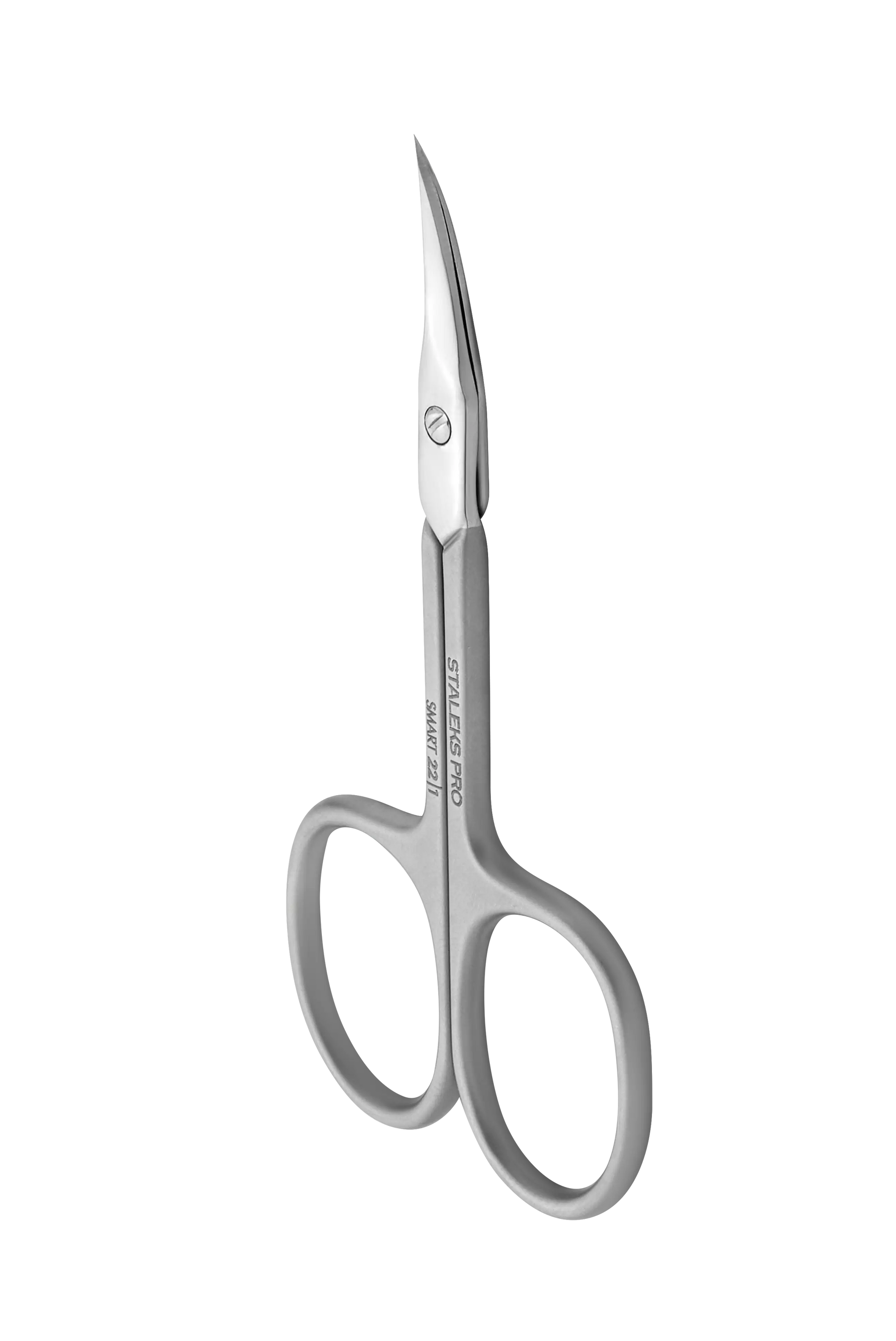 Ciseaux à cuticules Staleks Smart 22/1, vue 3/4, lames courbées.