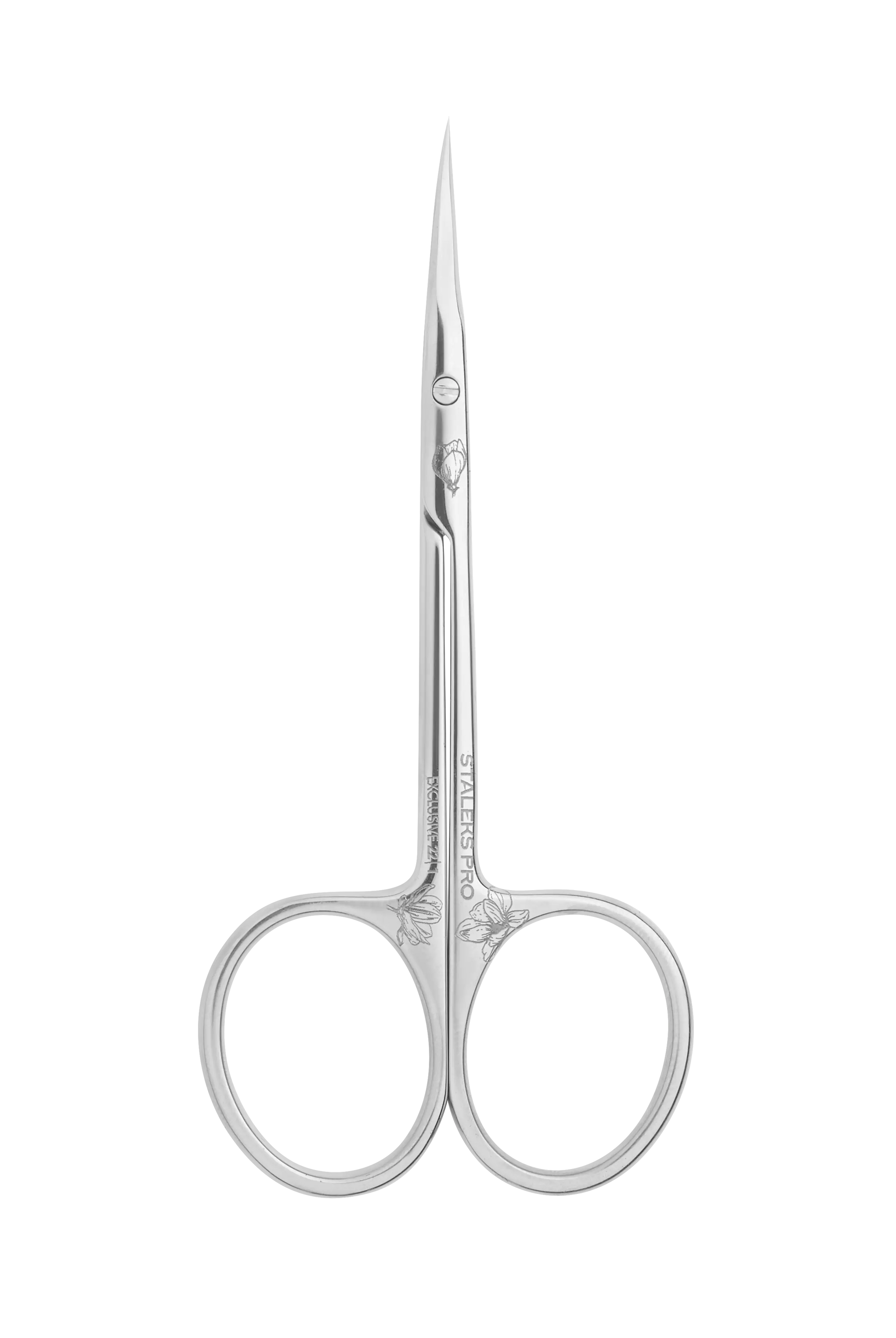 Ciseaux à cuticules Staleks SX-22/1M vue de face, manches longs et anneaux ergonomiques.