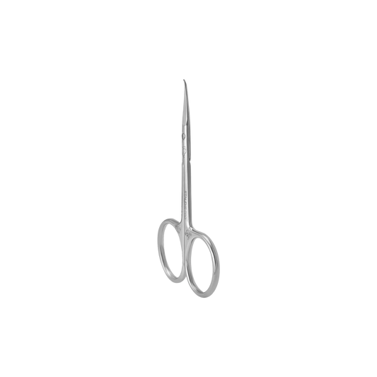 Ciseaux cuticules SX-23/2M en perspective, anneaux ronds et lames effilées en acier inoxydable.