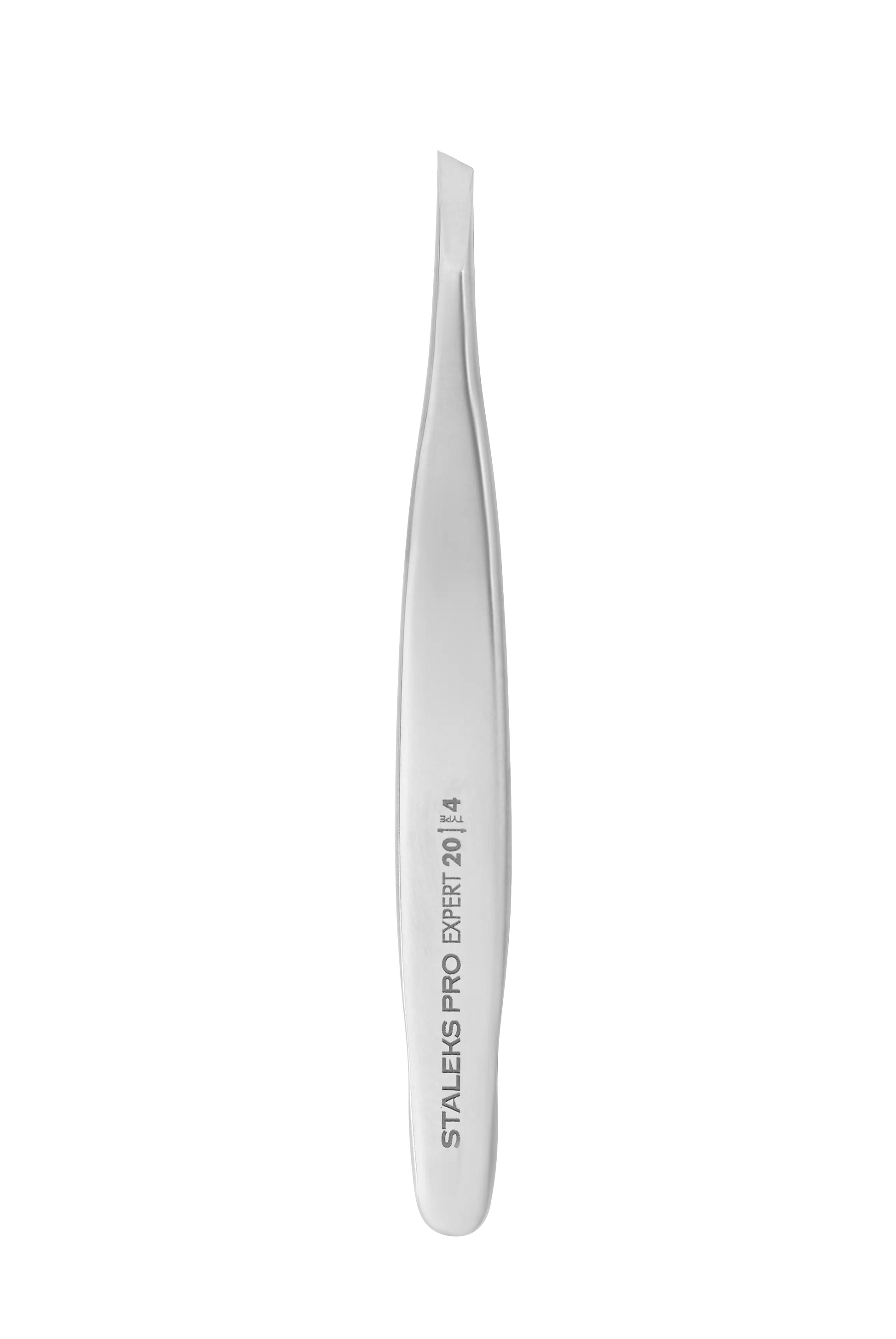 Pince à épiler Staleks Expert 20/4 vue complète, mors étroits biseautés.