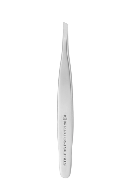 Pince à épiler Staleks Expert 20/4 vue complète, mors étroits biseautés.