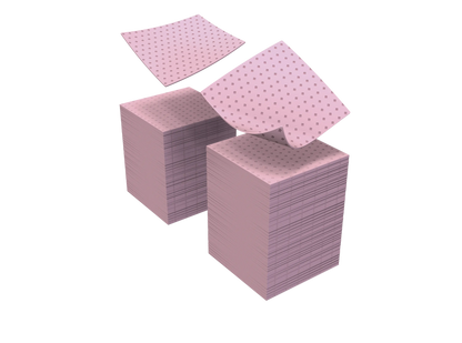 Piles de carrés roses perforés 4,5×4,5 cm, gros plan sur la texture sans peluches.