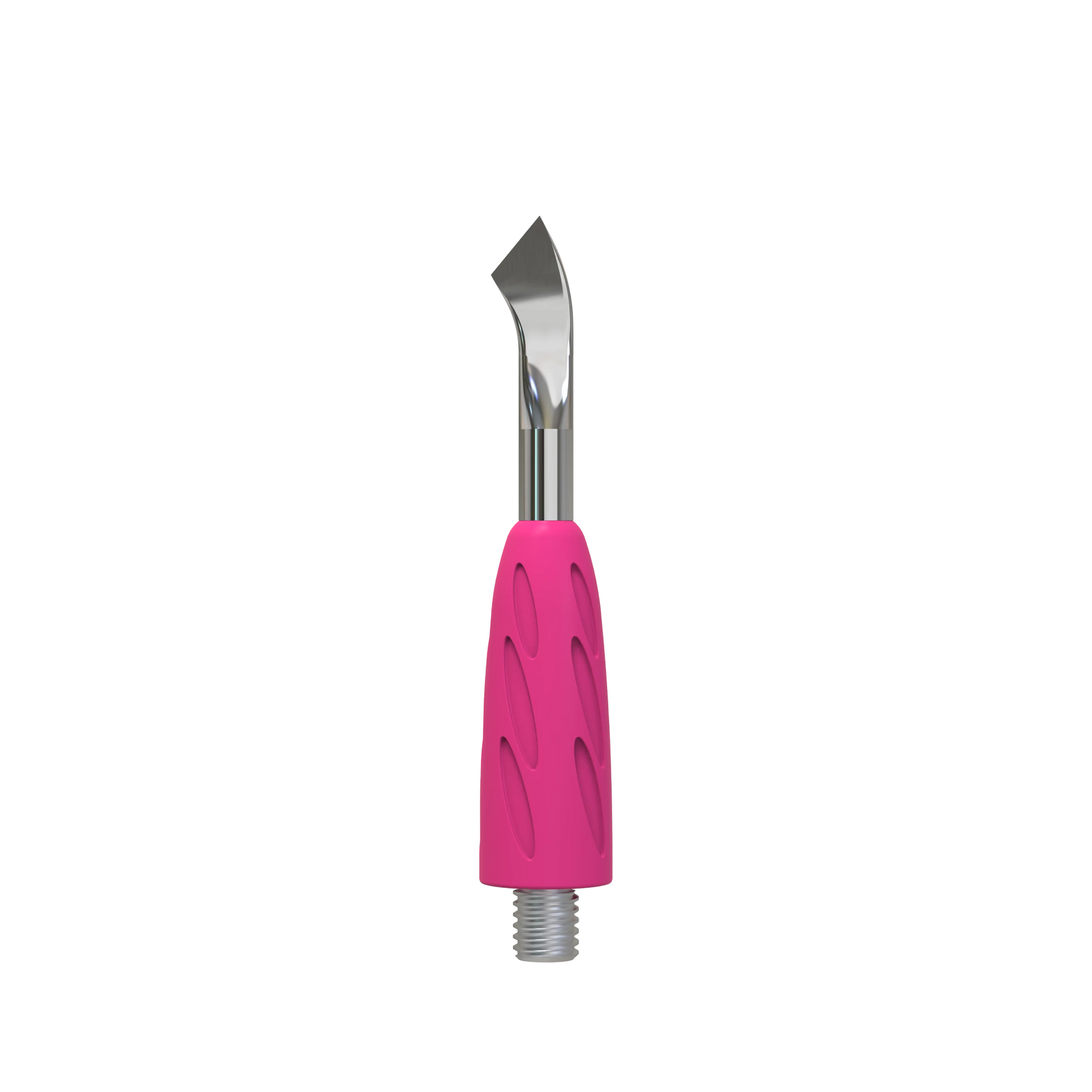 Vue avant de la lame inclinée de l’embout UNIQ 14 pour nettoyer/pousser la cuticule – silicone rose.
