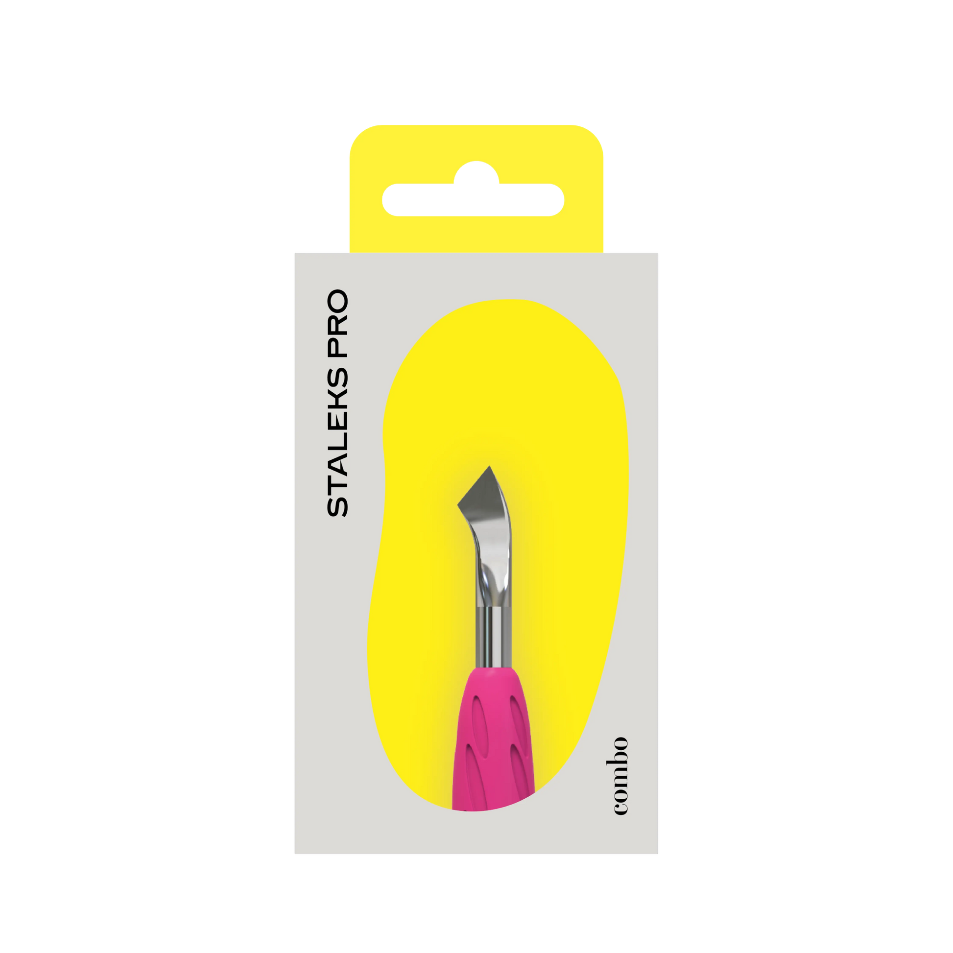 Emballage frontal Staleks Pro UNIQ Combo présentant l’embout pusher lame inclinée WPPQ-14.