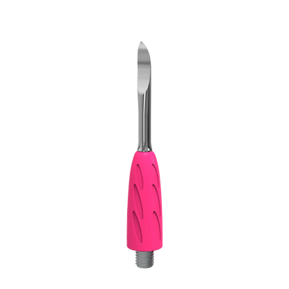 Embout « nail cleaner » UNIQ Combo WPPQ-19 Staleks Pro, vue 3/4 : pointe fine en acier, embase silicone rose à visser.