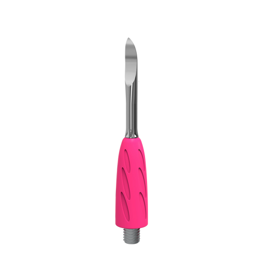Embout « nail cleaner » UNIQ Combo WPPQ-19 Staleks Pro, vue 3/4 : pointe fine en acier, embase silicone rose à visser.