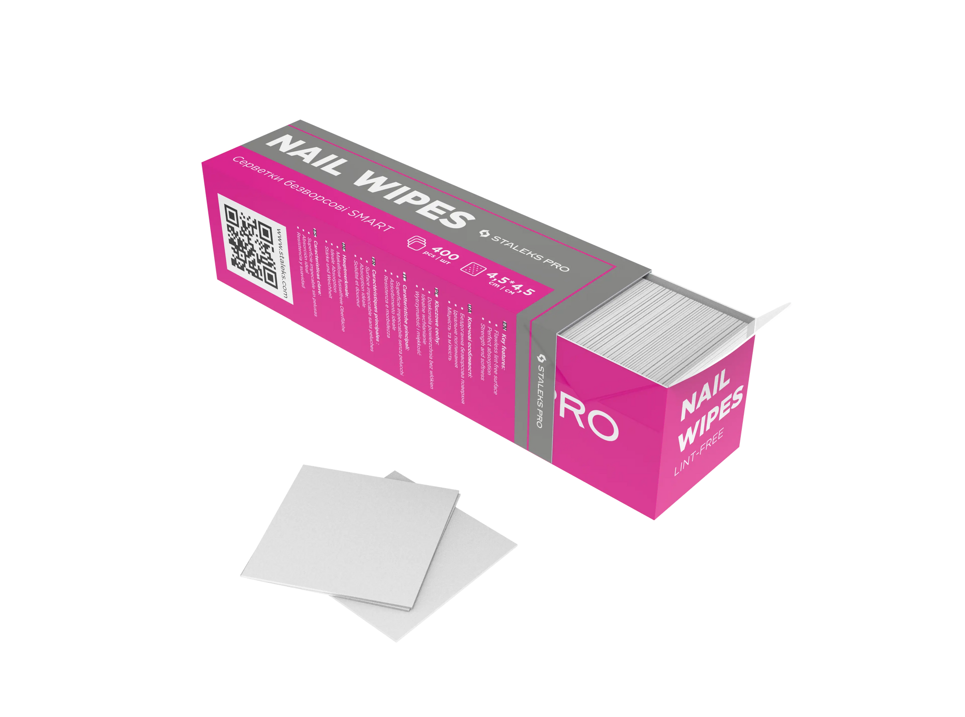 Boîte WS-400 Staleks Pro SMART, 400 cotons non pelucheux blancs 4,5×4,5 cm