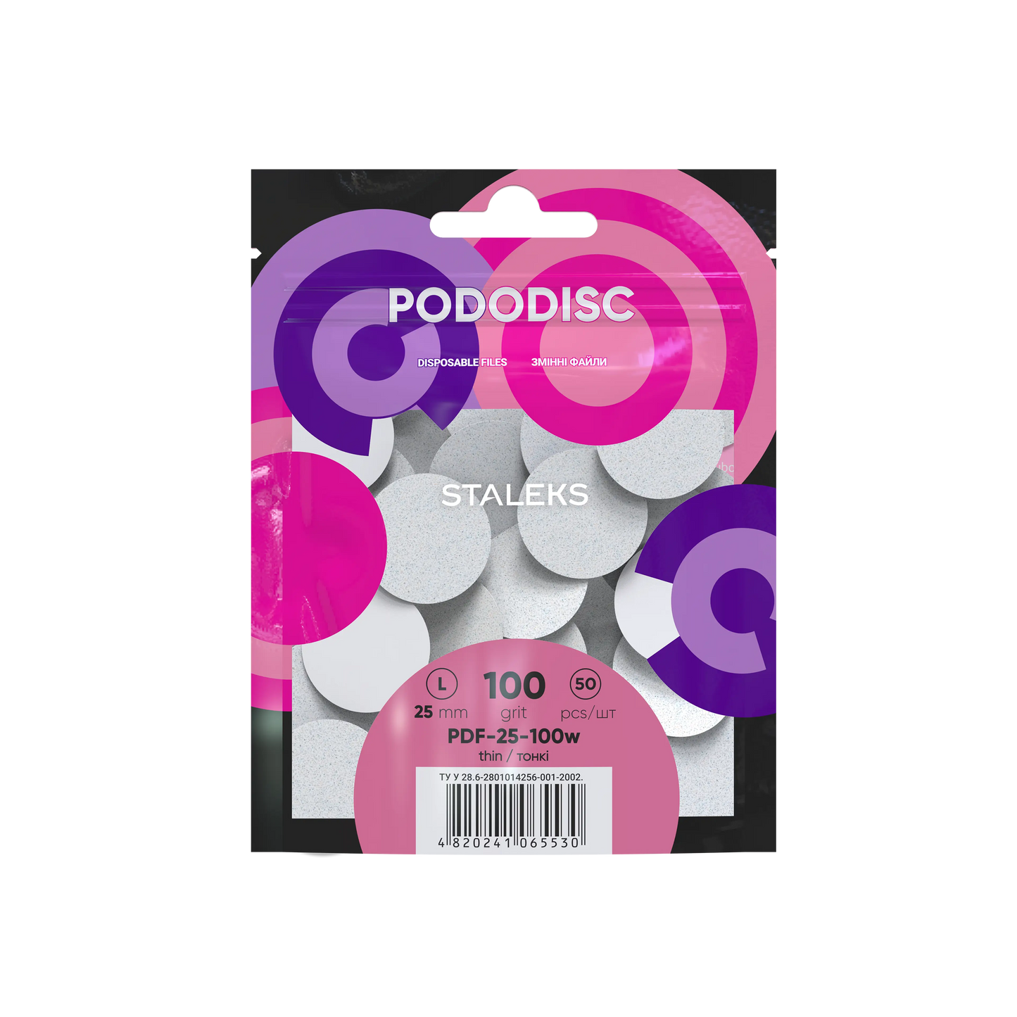 Paquet de 50 recharges STALEKS EXPERT PODODISC L 25 mm grain 100 PDF-25-100W