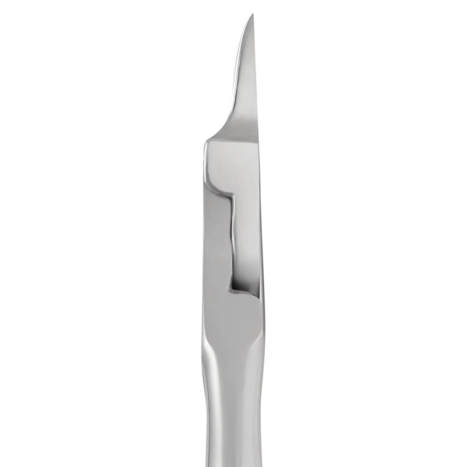 Gros plan de profil sur la partie active étroite de la pince Staleks PODO 30 18 mm